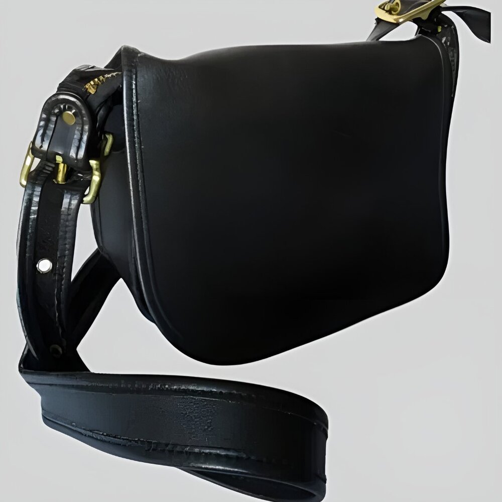 VINTAGE COACH PATRICIA LEGAC FLAP BLACK LEATHER CROSSBODY SHOULDER HANDBAG